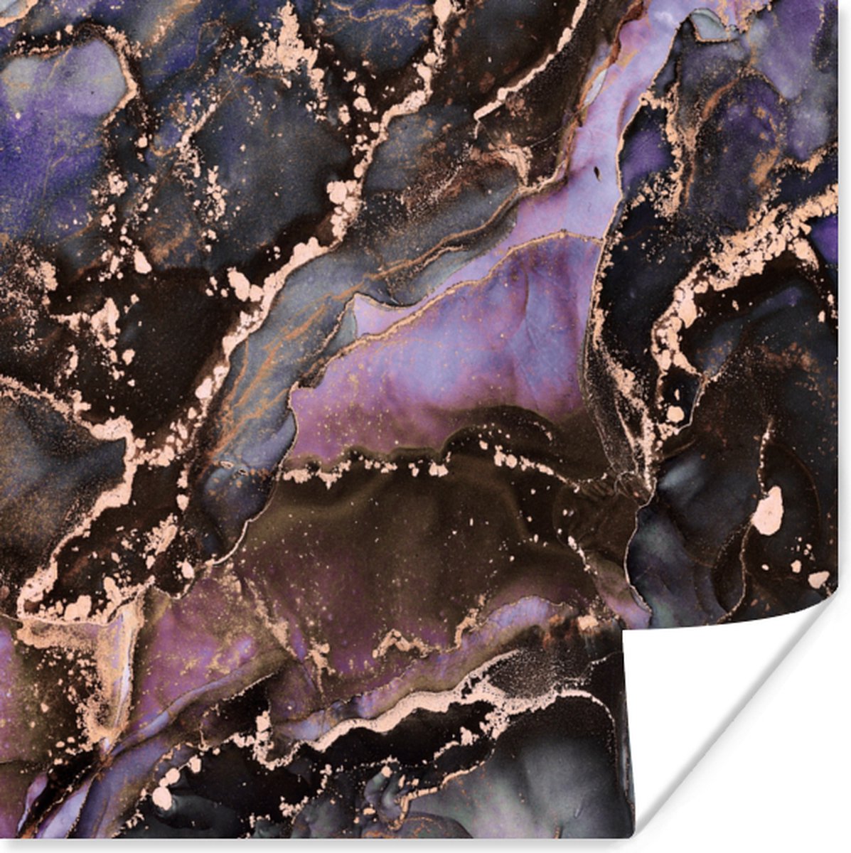 Poster Marmer - Goud - Roze - 30x30 cm