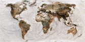 Houten Wereldkaart Earth | 138cm x 70cm | Populieren plaat | 100 gratis vlaggetjes