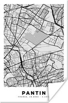 Poster Kaart - Stadskaart - Frankrijk - Pantin - Plattegrond - 60x90 cm