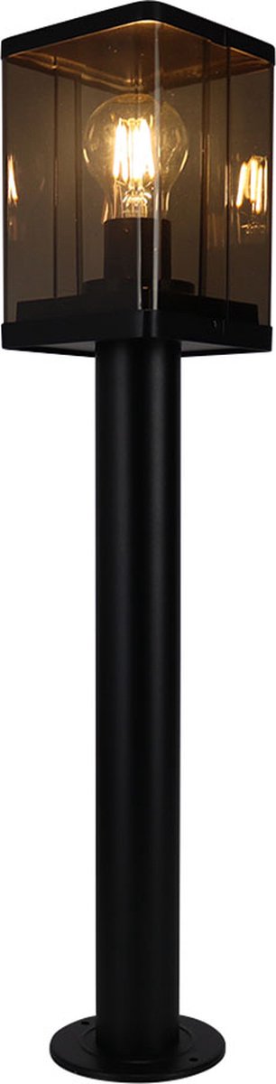 Vierkante staande buitenlamp 50CM | PC lampenkap | Zwart | E27 fitting | IP44 | Hawi