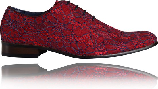 Red Wonder - Maat 40 - Lureaux - Kleurrijke Schoenen Voor Heren - Veterschoenen Met Print