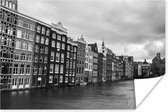 Poster Amsterdamse grachten zwart-wit fotoprint - 60x40 cm