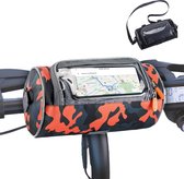 Fietstas Fietsstuurtas Waterdicht 7,2 inch touchscreen Mobiele telefoonhouder 3,7 L Grote capaciteit E-bike scootertas Bovenbuistas Frametas Bagagedrager (oranje)