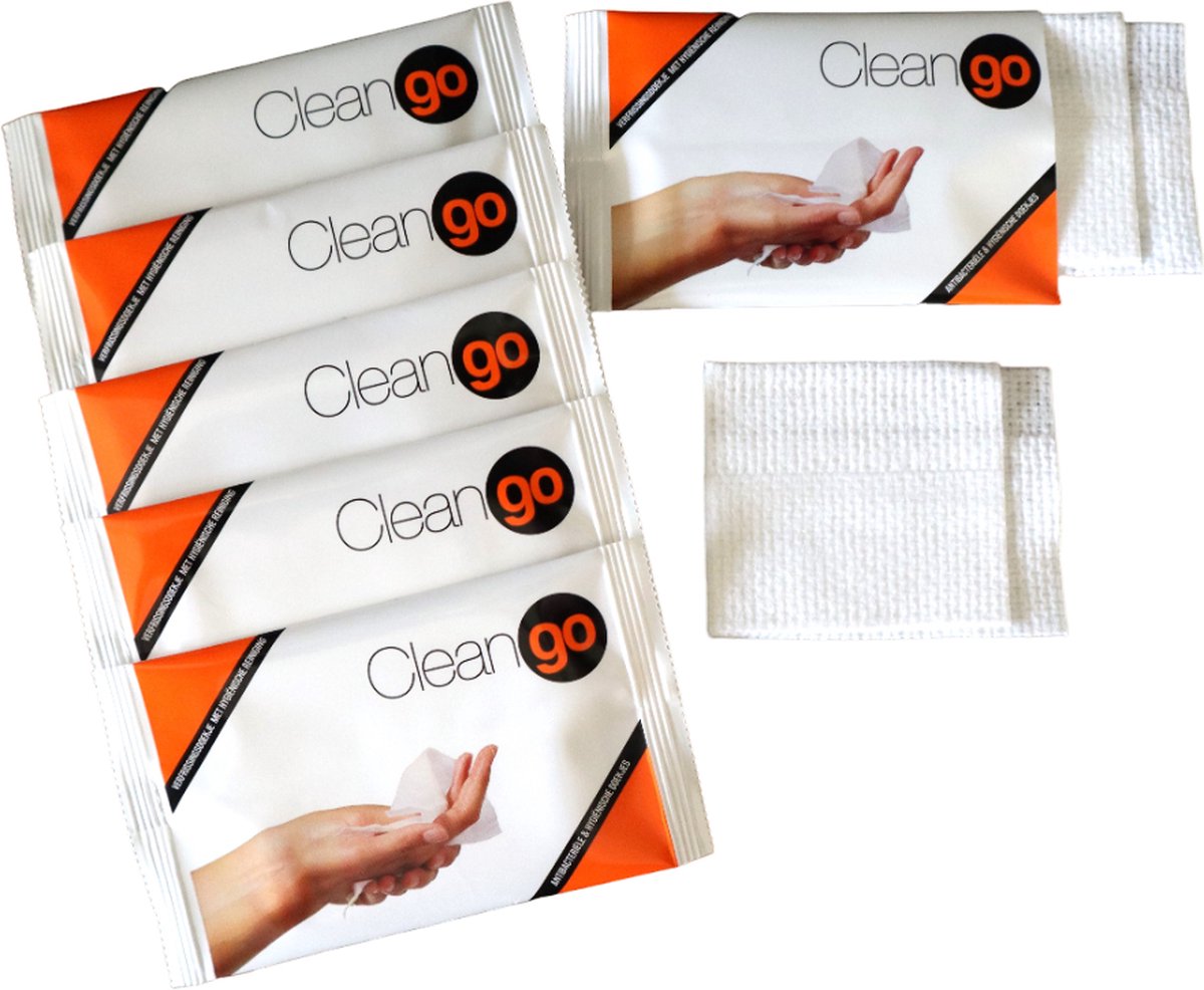 Clean Go - antibacteriëledoekjes - vochtige doekjes zonder alcohol - 500 stuks