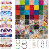 Set de Perles de Bijoux - 14400 perles de rocaille en verre et 2400 perles de lettre - Alphabet - DIY (faites-le vous-même) - Fabrication de Bijoux à faire soi-même - Paquet pour Enfants et Adultes - Kit de Bijoux