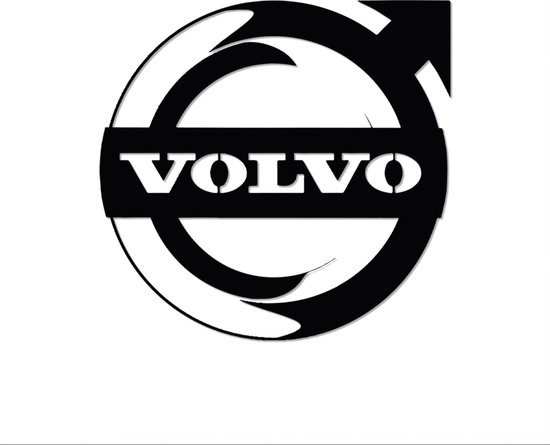 Volvo - Logo - Metaalkunst - Zwart - 50 x 70 cm - Auto Decoratie - Muur Decoratie- Man Cave - Cadeau voor man- Inclusief ophangsysteem