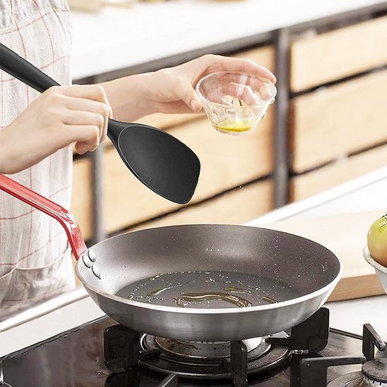 4 stuks siliconen keukengerei set, spatels sleuf draaier lepels sleuflepel, anti aanbak BPA vrij hoge hittebestendige kookgerei voor frituren, mengen, serveren, aftappen, draaien, roeren