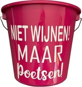 Cadeau Emmer-Niet Wijnen maar Poetsen-5 Liter-Roze-Cadeau-Geschenk-Gift-Kado