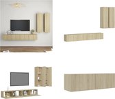 vidaXL 4-delige Tv-meubelset spaanplaat sonoma eikenkleurig - Tv-kastenset - Tv-kastensets - Tv-kasten - Tv-meubelset