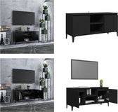 vidaXL Tv-meubel met metalen poten 103-5x35x50 cm zwart - Tv-kast - Tv-kasten - Tv-standaard - Tv-standaarden