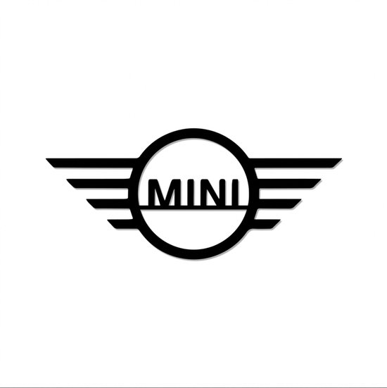 Mini - Logo - Metaalkunst - Blauw - 60 x 26 cm - Auto Decoratie - Muur Decoratie- Man Cave - Cadeau voor man- Inclusief ophangsysteem