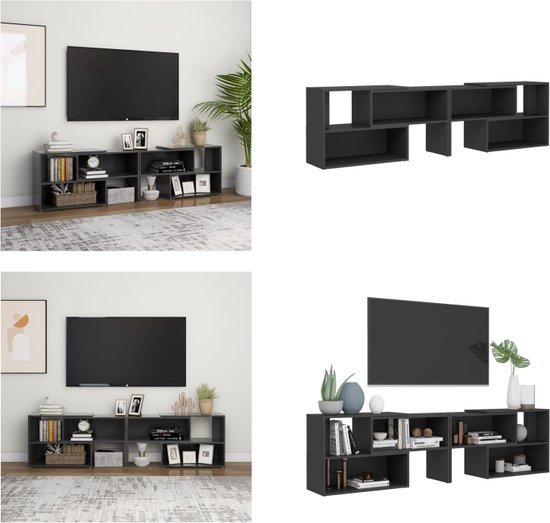 vidaXL Tv-meubel 149x30x52 cm spaanplaat grijs - Tv-meubel - Tv-meubels - Tv-kast - Tv-kasten