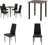 vidaXL Eetkamerset tafel en stoel zwart 5-delig - Eetkamertafel En Eetkamerstoel - Eetkamertafels En Eetkamerstoelen - Eetkamer Set - Keukentafel