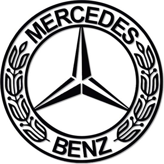 LOGO - MERCEDES - DÉCORATION MURALE EN MÉTAL - Silhouette de voiture, Œuvre d'Art Iconique rétro