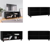 vidaXL Tv-meubel met wieltjes 90x35x35 cm bewerkt hout zwart - Tv-meubel - Tv-meubels - Tv-meubelen - Tv-meubilair