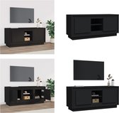 vidaXL Tv-meubel 102x35x45 cm bewerkt hout zwart - Tv-meubel - Tv-meubelen - Tv-standaard - Televisiemeubel