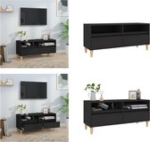 vidaXL Tv-meubel 100x34-5x44-5 cm bewerkt hout zwart - Tv Meubel - Tv Meubels - Tv Wandmeubel - Tv Tafel
