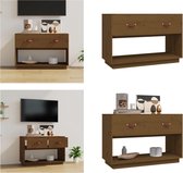 vidaXL Tv-meubel 90x40x60 cm massief grenenhout honingbruin - Tv-meubel - Tv-meubels - Tv Standplaats - Tv Unit