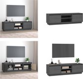 vidaXL Tv-meubel 140x35x40 cm massief grenenhout grijs - Tv Meubel - Tv Meubels - Tv Kast - Tv Kasten