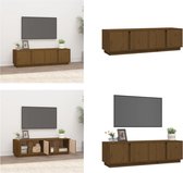 vidaXL Tv-meubel 140x40x40 cm massief grenenhout honingbruin - Tv Kast - Tv Kasten - Tv Meubel - Tv Meubels