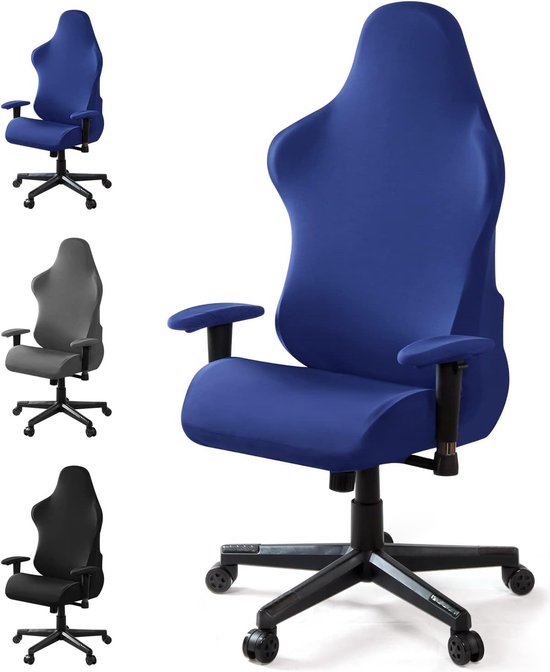 Rekbare gamingstoelhoezen, afneembaar, wasbare stoelhoes voor computerstoel, stoel, stoel, draaistoel, DX Racing, gamning-stoel (geen stoel), blauw