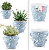 Pot de fleurs, lot de 3 pièces, 3 tailles, support de fleurs, décoration, fleurs pour la maison, pot de fleurs, pot décoratif, pot de fleurs, grand pot de fleurs, grand pot de fleurs (3D, bleu)