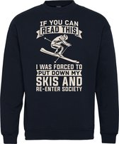 Sweater If You Can Read This | Apres Ski Verkleedkleren | Fout Skipak | Apres Ski Outfit | Navy | maat L