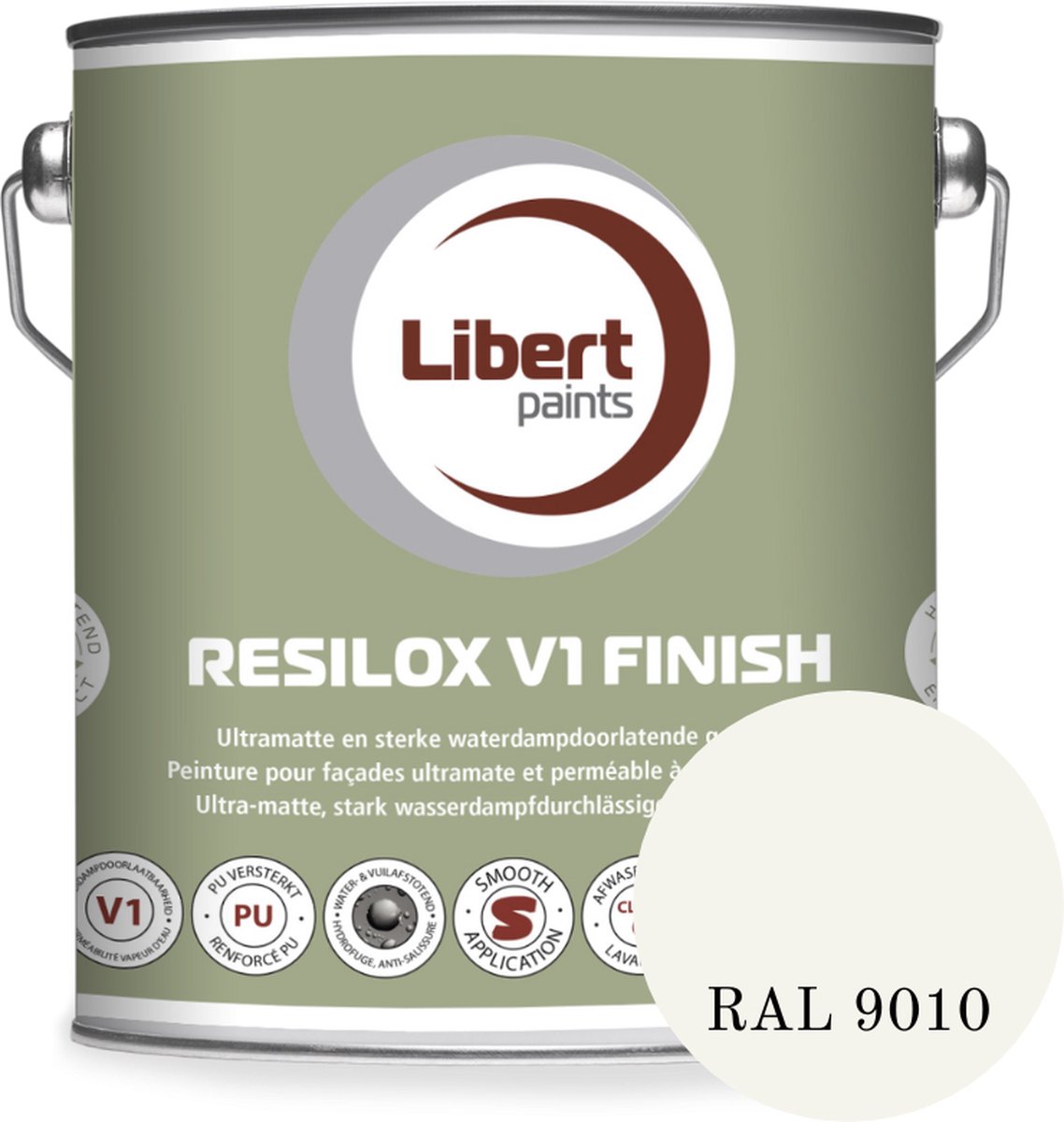 Libert Resilox V1 Finish – Ultramatte Siloxaan Gevelverf – Waterdampdoorlatend & Waterafstotend – Wit RAL 9010 – 2,5L