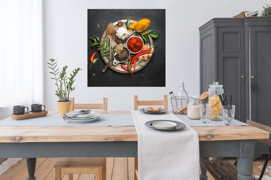 Affiche Herbes sur plaque d'argent - 100x100 cm XXL