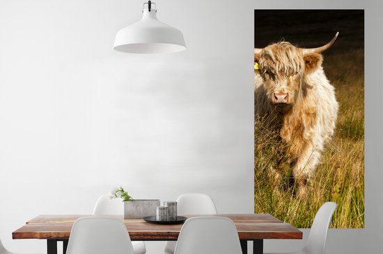 Poster Schotse Hooglander - Licht - Gras - Dieren - 80x160 cm
