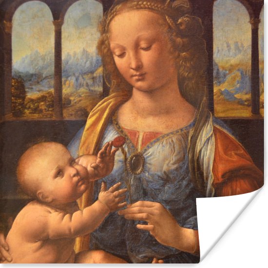 Poster Madonna met de anjer - Leonardo da Vinci - 75x75 cm