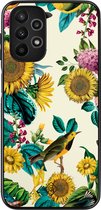 Casimoda® hoesje - Geschikt voor Samsung Galaxy A13 4G - Zonnebloemen / Bloemen - Zwart TPU Backcover - Bloemen - Geel