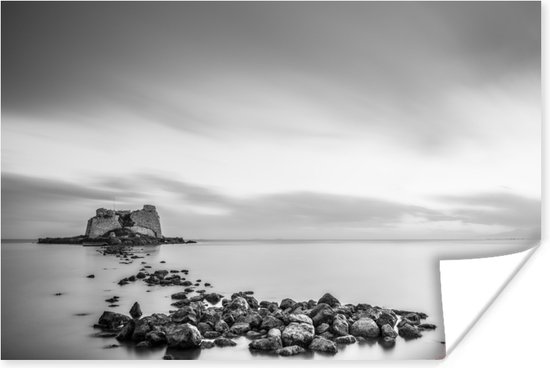 Stenen in het water zwart-wit Poster - Foto print op Poster (wanddecoratie)