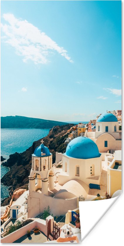 Poster Middag in Santorini Griekenland - 80x160 cm