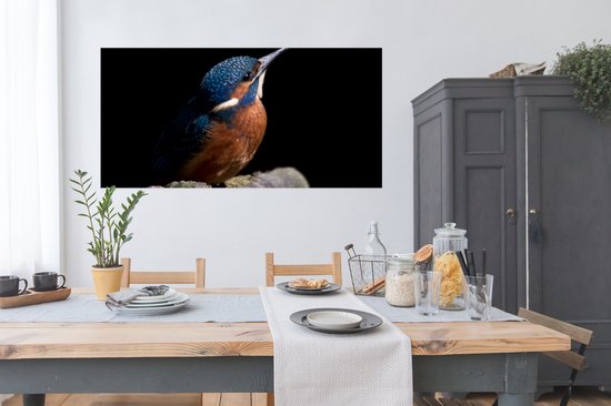 Poster IJsvogel - Tak - Veren - Zwart - 150x75 cm