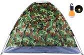Camouflage Tent 2 Personen met Muggennet + Campinglamp - Handige Opbergtas - Ideaal voor Hiking Kamperen Vissen Festival Survival- Visserstent - Camping - Speeltent