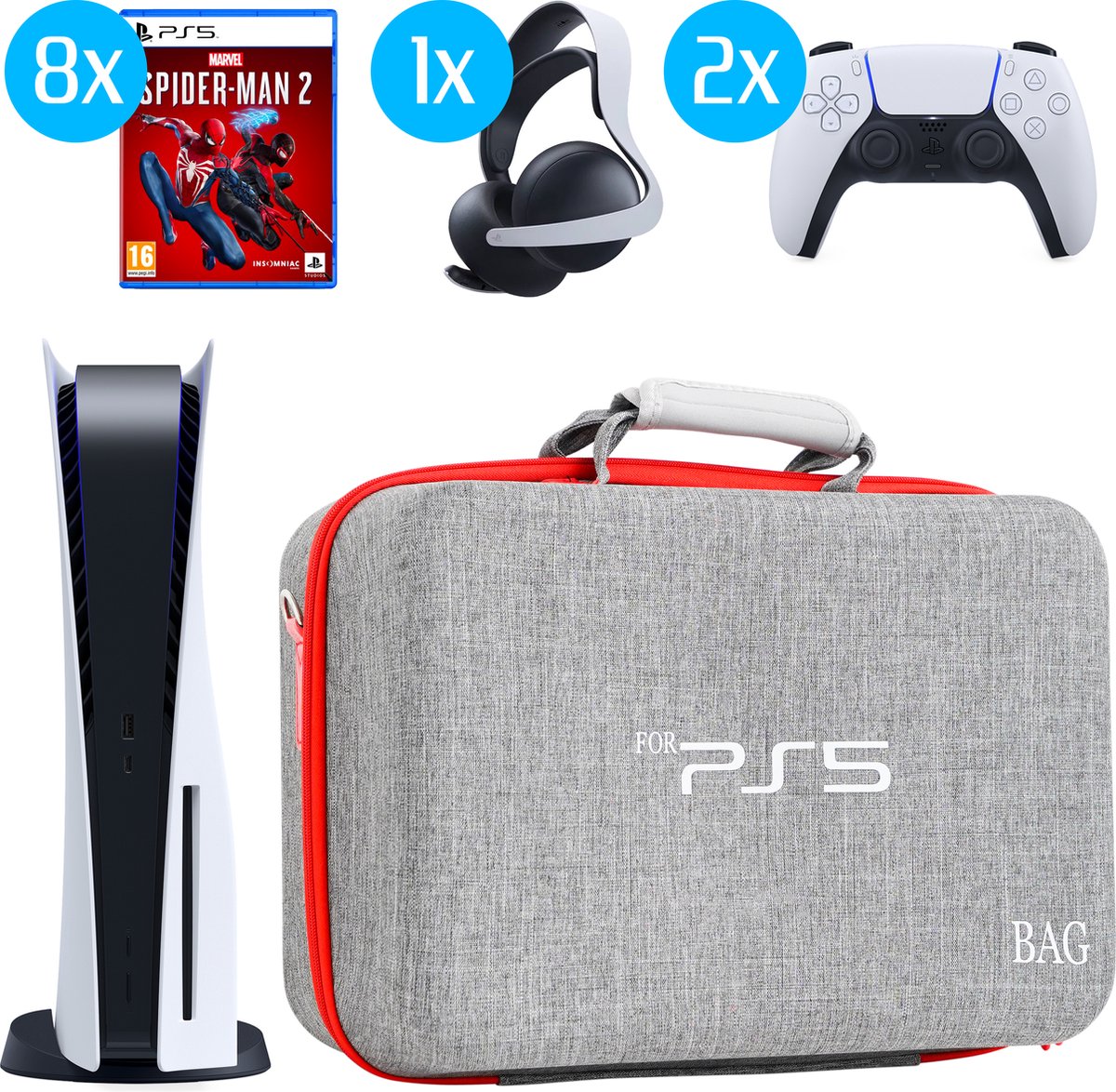 K&G Luxe PS5 Case - PS5 Tas - PS5 Koffer - Opbergtas - Multifunctioneel - Waterafstotend - Accessoires geschikt voor Playstation 5 - Reiskoffer - Grijs