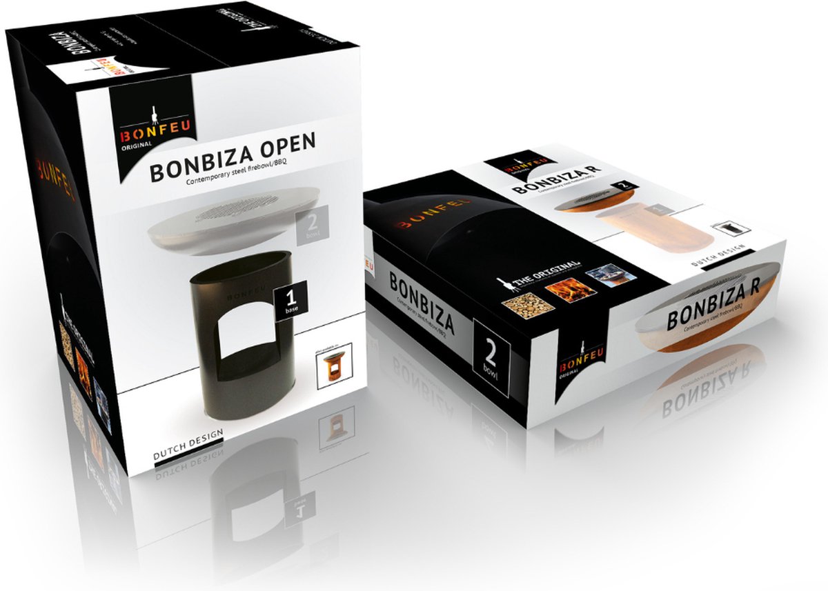 BonFeu BonBiza Open Vuurschaal 80 cm - Met Plancha en Houtopslag - Zwart