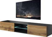 Zwevend Tv-meubel Livo 180 cm breed in votan eiken met antraciet