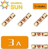 Colorful Sun® Keramische buis zekeringen - 5 stuks - 3 A 250 V - 25,4 x 6,3 mm patroon zekeringen - Huishoudelijke stekker zekering - Wereldstekker zekering - Fuse