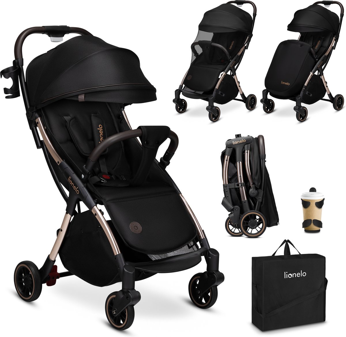 Poussette bébé compacte LIONELO Cloe - Jusqu'à 22 Kg - Système