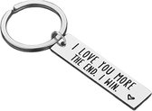 Sleutelhanger voor Hem en Haar | Zilver | I Love You More The End I Win | Relatie Geschenk | Relatie Koppel Cadeau | Cadeautje voor vrouw | Valentijn | Romantisch Cadeau | Vaderdag | Vaderdag Cadeau