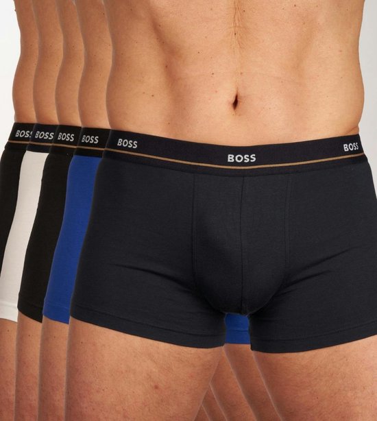 HUGO BOSS Essential trunks (5-pack) - heren boxers kort - zwart - wit - blauw - Maat: