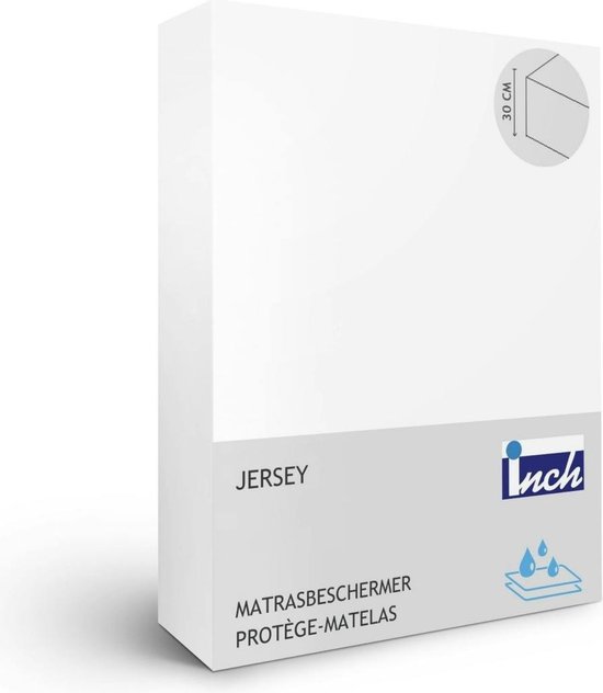Inch Matrasbeschermer - Jersey - (hoekhoogte 30 cm ) White - B 90 x L 220 cm - 1-persoons Luchtdoorlatend - Geschikt voor Standaard Matras/Boxspring/Matras + Topper - DHJERPU90220 -B 90 x L 220 cm
