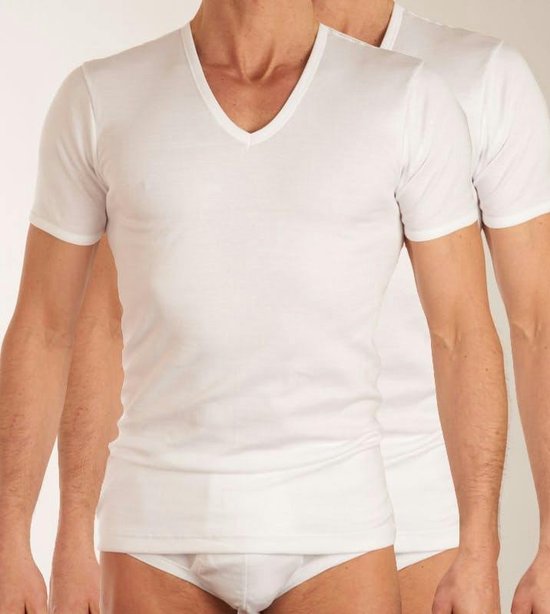 Eminence T-shirt V-hals - 2 Pack 6101 White - maat 3XL (3XL) - Heren Volwassenen - 100% katoen- 9318-6101 -3XL