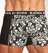 Björn Borg Cotton Stretch boxers - heren boxers normale lengte (2-pack) - zwart en print - Maat: M