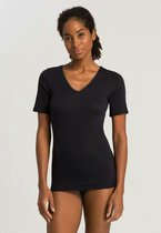 Hanro Cotton Seamless T-shirt V-hals - 0019 Black - maat 42 (42) - Dames Volwassenen - 100% katoen- 071603-0019-42