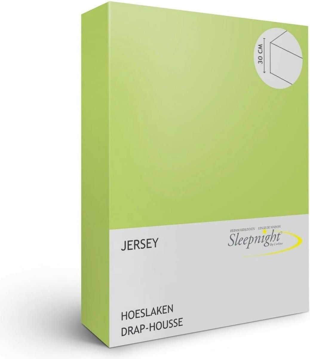 Sleepnight Hoeslaken - Groen limeJersey - LP550640 - B 100 x L 200 cm - Eenpersoons Strijkvrij