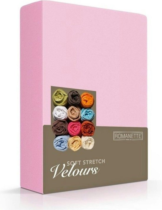 Velours Hoeslaken de Luxe - Rose - 140x200 cm - Velours - Romanette
