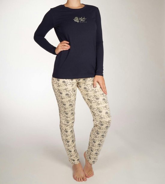 Tom Tailor Pyjama lange broek - 135 Blue - maat 40 (40) - Dames Volwassenen - Katoen/elastaan- 60186-6061-135-40